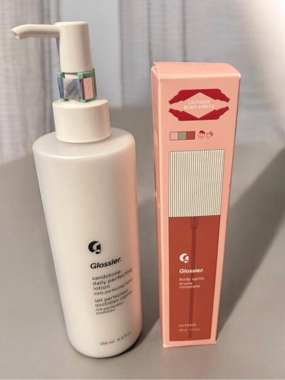 Glossier sandstone lotion & Lillyhaze Body Spritz